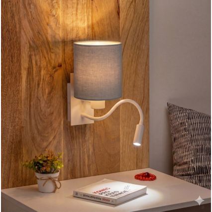 Brilagi - LED prilagodljiva stenska svetilka NUBILA 1xE27/25W/230V + LED/3W bela/svetlo siva