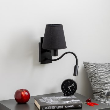 Brilagi - LED Fleksibilna stenska svetilka NUBILA 1xE27/25W/230V + LED/3W črna