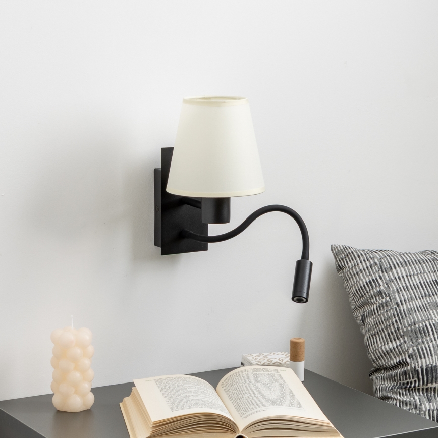 Brilagi - LED Fleksibilna stenska svetilka NUBILA 1xE27/25W/230V + LED/3W črna/krem barva