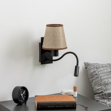 Brilagi - LED Fleksibilna stenska svetilka NUBILA 1xE27/25W/230V + LED/3W črna/rjava
