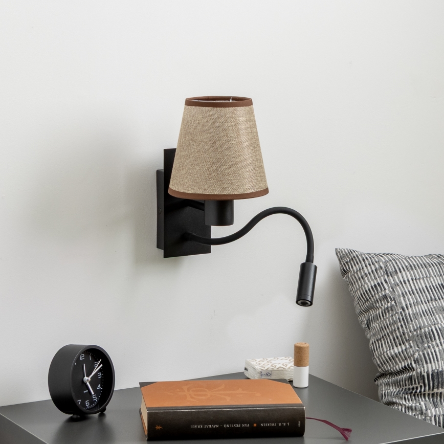 Brilagi - LED Fleksibilna stenska svetilka NUBILA 1xE27/25W/230V + LED/3W črna/rjava