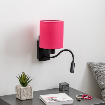 Brilagi - LED Fleksibilna stenska svetilka NUBILA 1xE27/25W/230V + LED/3W črna/roza