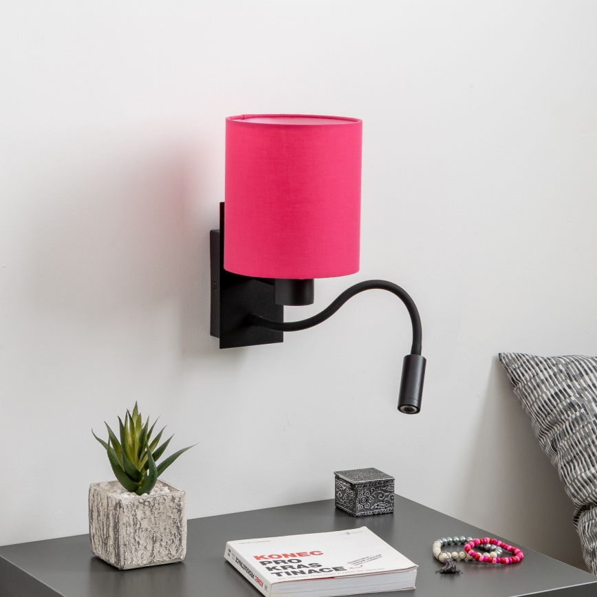 Brilagi - LED Fleksibilna stenska svetilka NUBILA 1xE27/25W/230V + LED/3W črna/roza