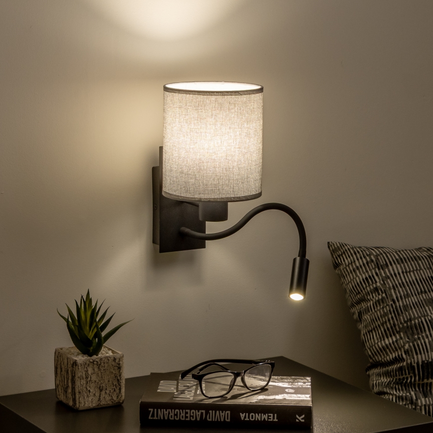 Brilagi - LED Fleksibilna stenska svetilka NUBILA 1xE27/25W/230V + LED/3W črna/siva