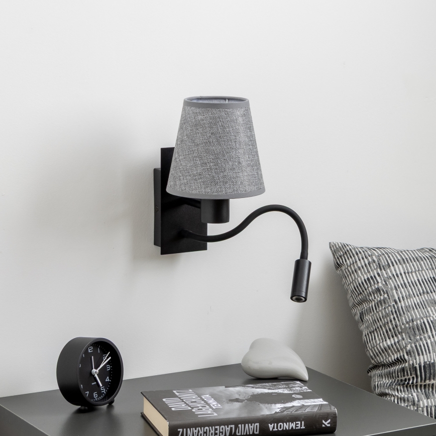 Brilagi - LED Fleksibilna stenska svetilka NUBILA 1xE27/25W/230V + LED/3W črna/siva