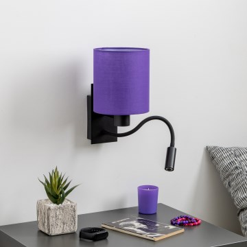 Brilagi - LED Fleksibilna stenska svetilka NUBILA 1xE27/25W/230V + LED/3W črna/vijolična