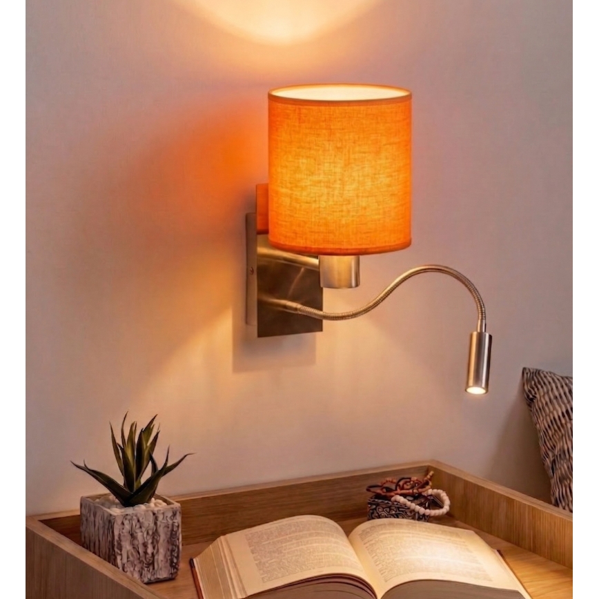 Brilagi - LED prilagodljiva stenska svetilka NUBILA 1xE27/25W/230V + LED/3W matiran krom/oranžna
