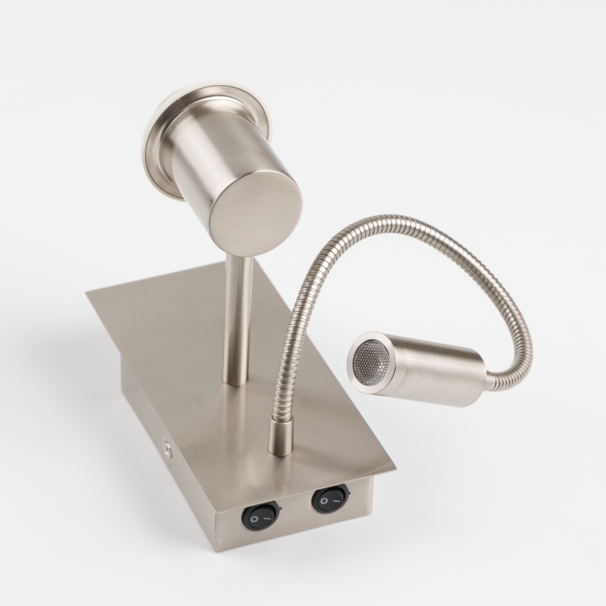 Brilagi - LED fleksibilna stenska svetilka NUBILA 1xE27/25W/230V + LED/3W mat krom/rumena