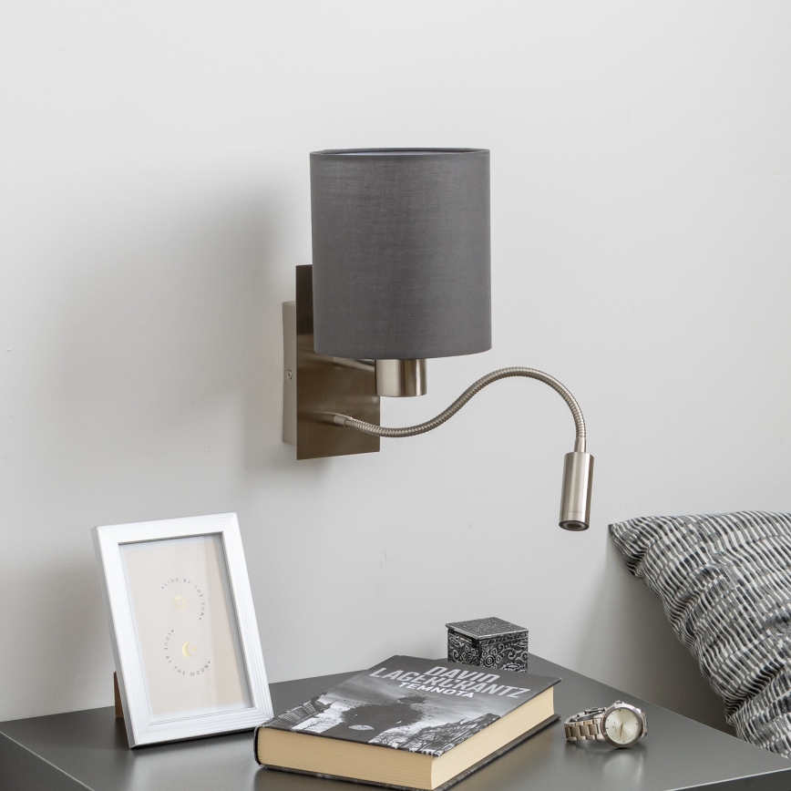Brilagi - LED Fleksibilna stenska svetilka NUBILA 1xE27/25W/230V + LED/3W mat krom/antracit
