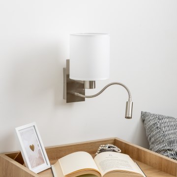 Brilagi - LED Fleksibilna stenska svetilka NUBILA 1xE27/25W/230V + LED/3W mat krom/bela