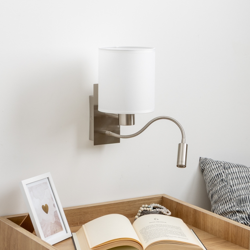 Brilagi - LED Fleksibilna stenska svetilka NUBILA 1xE27/25W/230V + LED/3W mat krom/bela