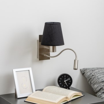 Brilagi - LED Fleksibilna stenska svetilka NUBILA 1xE27/25W/230V + LED/3W mat krom/črna