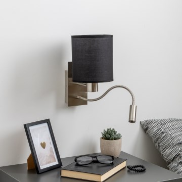 Brilagi - LED Fleksibilna stenska svetilka NUBILA 1xE27/25W/230V + LED/3W mat krom/črna
