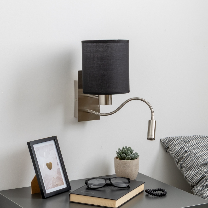 Brilagi - LED Fleksibilna stenska svetilka NUBILA 1xE27/25W/230V + LED/3W mat krom/črna