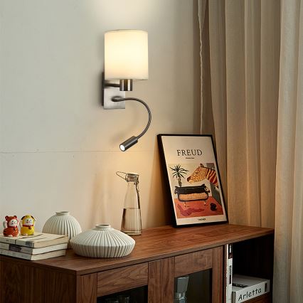 Brilagi - LED Fleksibilna stenska svetilka NUBILA 1xE27/25W/230V + LED/3W mat krom/krem barva