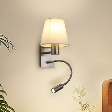 Brilagi - LED Fleksibilna stenska svetilka NUBILA 1xE27/25W/230V + LED/3W mat krom/krem barva