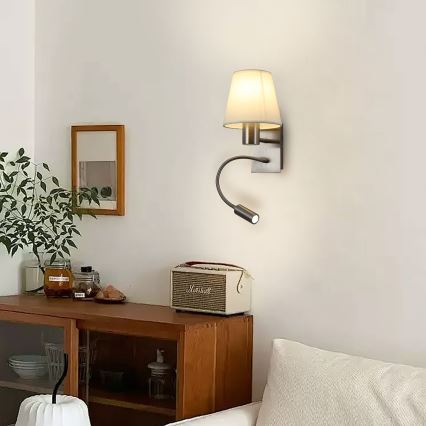 Brilagi - LED Fleksibilna stenska svetilka NUBILA 1xE27/25W/230V + LED/3W mat krom/krem barva
