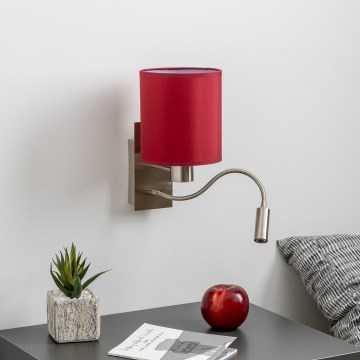 Brilagi - LED Fleksibilna stenska svetilka NUBILA 1xE27/25W/230V + LED/3W mat krom/Pompejanec rdeča