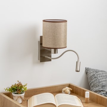Brilagi - LED Fleksibilna stenska svetilka NUBILA 1xE27/25W/230V + LED/3W mat krom/rjava