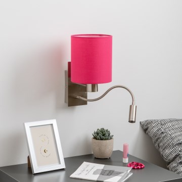 Brilagi - LED Fleksibilna stenska svetilka NUBILA 1xE27/25W/230V + LED/3W mat krom/roza