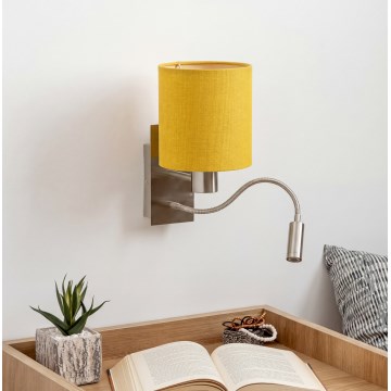 Brilagi - LED fleksibilna stenska svetilka NUBILA 1xE27/25W/230V + LED/3W mat krom/rumena