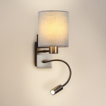 Brilagi - LED Fleksibilna stenska svetilka NUBILA 1xE27/25W/230V + LED/3W mat krom/siva