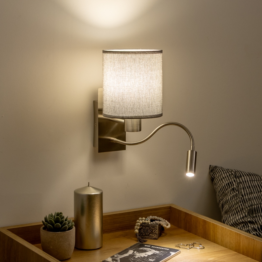 Brilagi - LED Fleksibilna stenska svetilka NUBILA 1xE27/25W/230V + LED/3W mat krom/siva