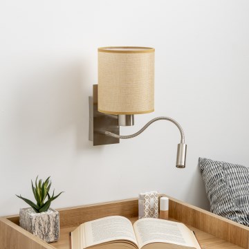Brilagi - LED Fleksibilna stenska svetilka NUBILA 1xE27/25W/230V + LED/3W mat krom/svetlo rjava