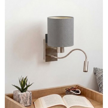 Brilagi - LED fleksibilna stenska svetilka NUBILA 1xE27/25W/230V + LED/3W mat krom/svetlo siva