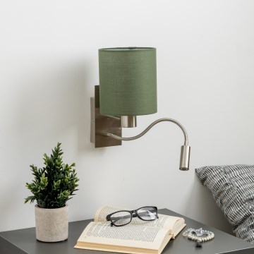 Brilagi - LED Fleksibilna stenska svetilka NUBILA 1xE27/25W/230V + LED/3W mat krom/zelena