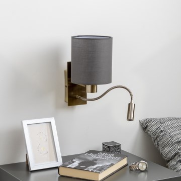 Brilagi - LED Fleksibilna stenska svetilka NUBILA 1xE27/25W/230V + LED/3W medenina/antracit