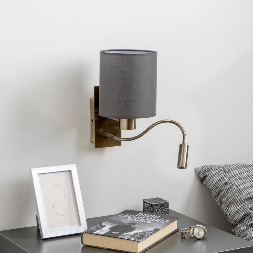 Brilagi - LED Fleksibilna stenska svetilka NUBILA 1xE27/25W/230V + LED/3W medenina/antracit