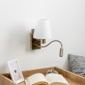 Brilagi - LED Fleksibilna stenska svetilka NUBILA 1xE27/25W/230V + LED/3W medenina/bela