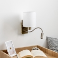 Brilagi - LED Fleksibilna stenska svetilka NUBILA 1xE27/25W/230V + LED/3W medenina/bela