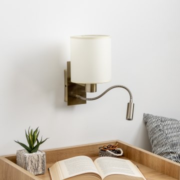 Brilagi - LED Fleksibilna stenska svetilka NUBILA 1xE27/25W/230V + LED/3W medenina/krem barva