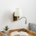Brilagi - LED Fleksibilna stenska svetilka NUBILA 1xE27/25W/230V + LED/3W medenina/krem barva
