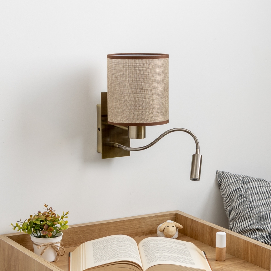 Brilagi - LED Fleksibilna stenska svetilka NUBILA 1xE27/25W/230V + LED/3W medenina/rjava