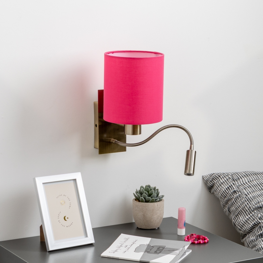 Brilagi - LED Fleksibilna stenska svetilka NUBILA 1xE27/25W/230V + LED/3W medenina/roza