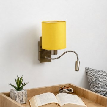 Brilagi - LED fleksibilna stenska svetilka NUBILA 1xE27/25W/230V + LED/3W medenina/rumena