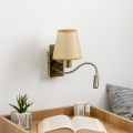 Brilagi - LED Fleksibilna stenska svetilka NUBILA 1xE27/25W/230V + LED/3W medenina/svetlo rjava