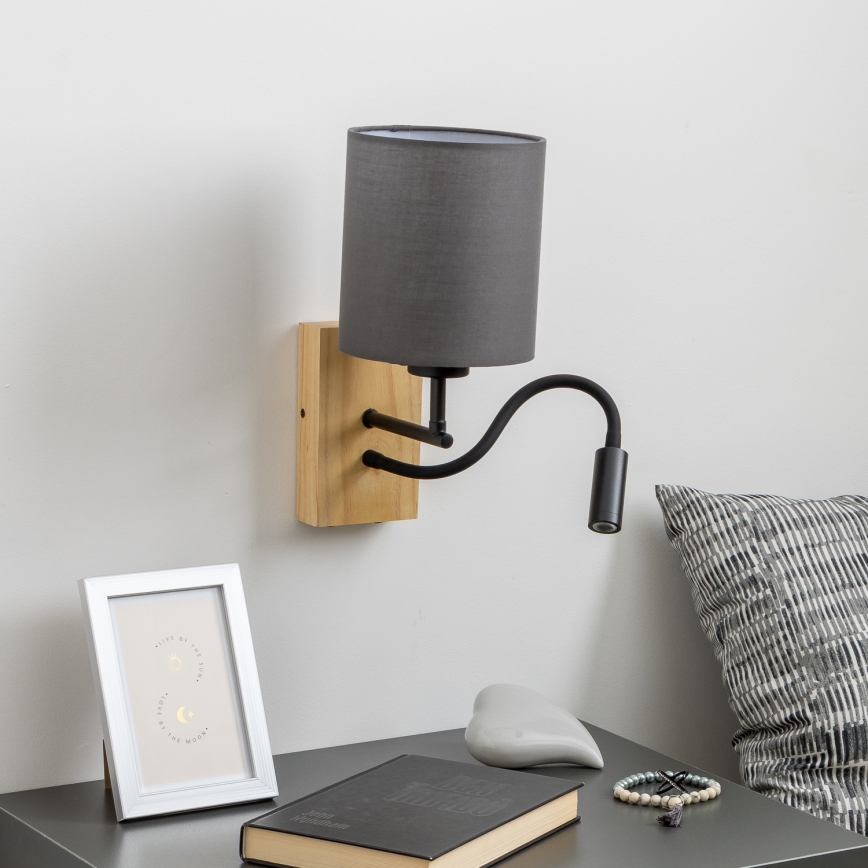 Brilagi - LED Fleksibilna stenska svetilka NUBILA WOOD 1xE27/25W/230V + LED/3W hrast/antracit