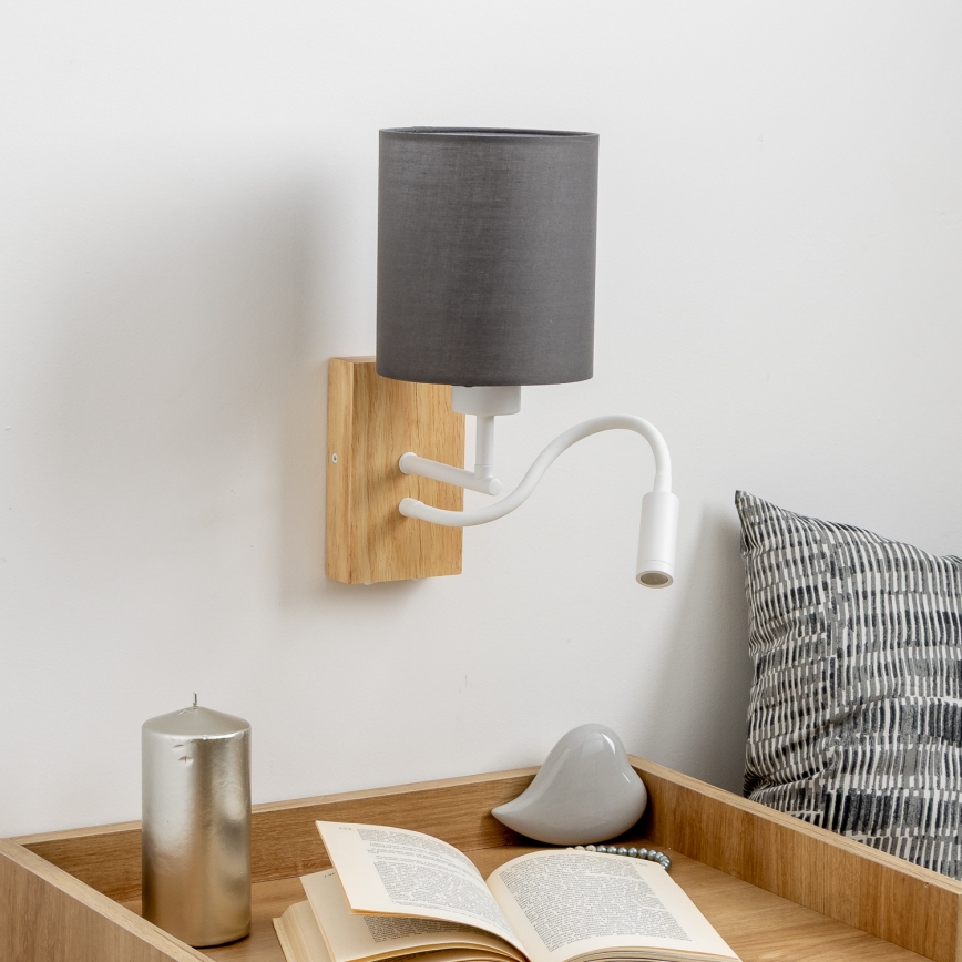 Brilagi - LED Fleksibilna stenska svetilka NUBILA WOOD 1xE27/25W/230V + LED/3W hrast/antracit