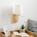Brilagi - LED Fleksibilna stenska svetilka NUBILA WOOD 1xE27/25W/230V + LED/3W hrast/bela/krem barva