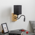 Brilagi - LED Fleksibilna stenska svetilka NUBILA WOOD 1xE27/25W/230V + LED/3W hrast/črna