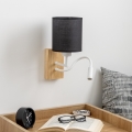 Brilagi - LED Fleksibilna stenska svetilka NUBILA WOOD 1xE27/25W/230V + LED/3W hrast/črna