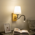 Brilagi - LED Fleksibilna stenska svetilka NUBILA WOOD 1xE27/25W/230V + LED/3W hrast/krem barva