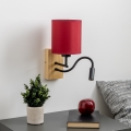 Brilagi - LED Fleksibilna stenska svetilka NUBILA WOOD 1xE27/25W/230V + LED/3W hrast/Pompejanec rdeča