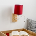 Brilagi - LED Fleksibilna stenska svetilka NUBILA WOOD 1xE27/25W/230V + LED/3W hrast/Pompejanec rdeča