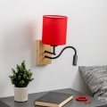 Brilagi - LED Fleksibilna stenska svetilka NUBILA WOOD 1xE27/25W/230V + LED/3W hrast/rdeča