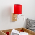 Brilagi - LED Fleksibilna stenska svetilka NUBILA WOOD 1xE27/25W/230V + LED/3W hrast/rdeča